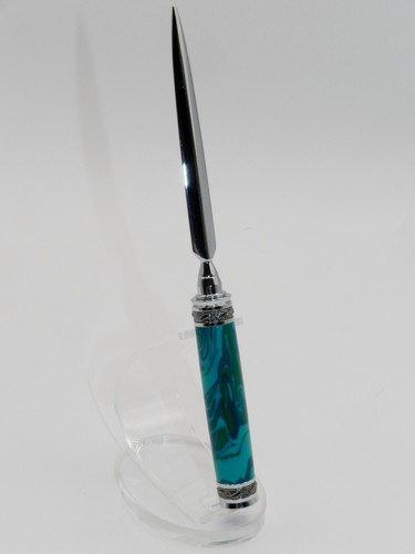 Handmade Deluxe Letter Opener w/ Banded Malachite TruStone. Great gift item! #53 - Picture 2 of 14