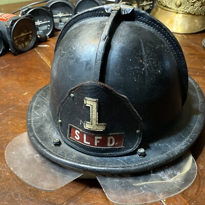Antique Cairns Bros Leather Fire Helmet & Original Eye Visor WOW