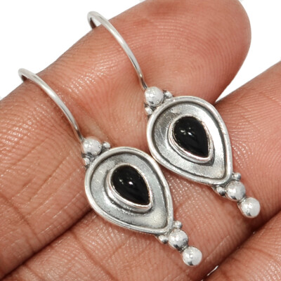 Black Onyx - Brazil 925 Sterling Silver Earrings DSA2 CE44605