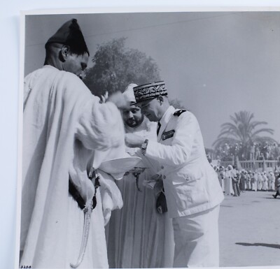 PHOTO PRINT silver circa 1955 VISIT Morocco Marshal June 18X18cm