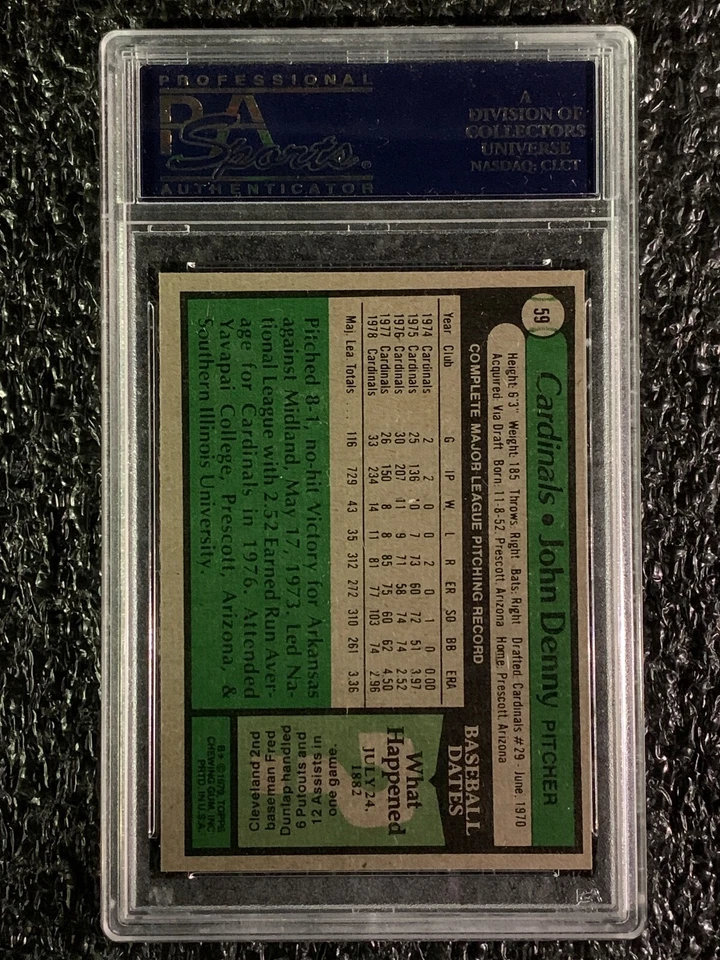 1979 Topps Baseball #59 John Denny PSA 9 - Image 2 of 2