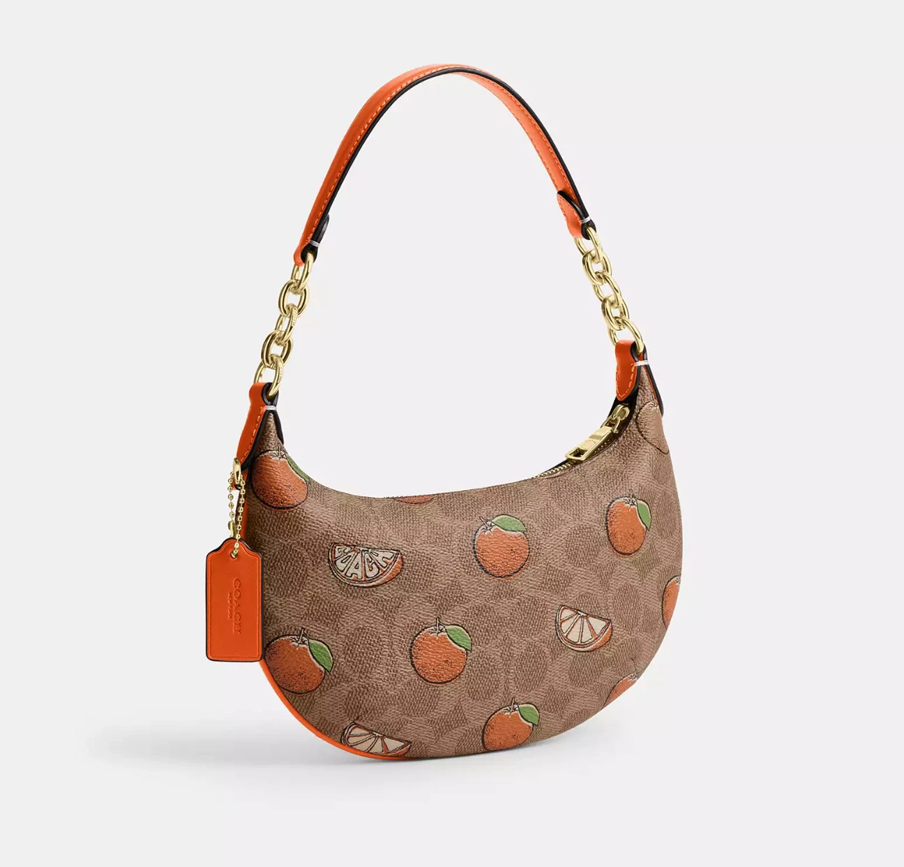 Borsa Coach Mini Payton nuova con etichetta in tela firmata con stampa arancione CBA78 Count1