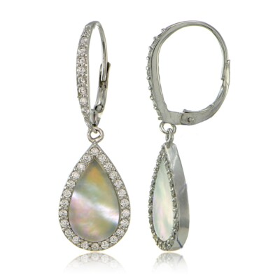 IceCarats - 925 Sterling Silver Cubic Zirconia Cz Leverback Earrings Lever Back Drop Dangle Fine Jewelry Ideal Gifts For Women Gift Set From Heart