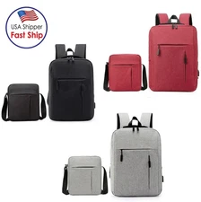 2Pcs Set School Laptop Backpack & Business Travel Waterproof Bag Notebook Bag