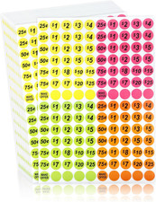 2800 Removable Garage Sale Stickers with 15 Pre-Printed Colorful Tags