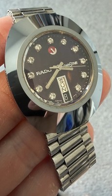 Vintage RADO DiaStar 648.0408.3 11P Diamonds Silver Royal Men Watch
