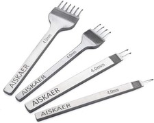 Aiskaer Leather Stitching Punch Set 4mm Diamond Chisel Tools White Steel 1/2/4/6