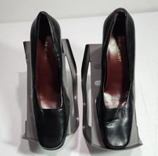 Nine West Vintage 90's Black Pumps Square Toe Heels Leather NAire Size 7