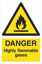 Chemical Danger Sign - Highly Flammable Gases - 1.2mm Rigid PVC - A5 A4