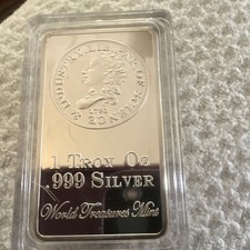 World Treasures Mint 2012 1 Troy Oz .999 Silver Bar First Strike Serial No. 1281 90.00 per troy oz