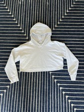 Lululemon Women's All Yours Cropped Pullover Hoodie 2 Cotton Sweatshirt White
