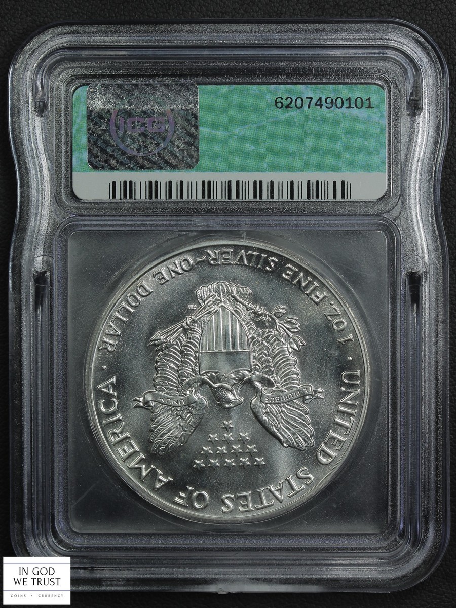 1987 American Silver Eagle ASE $1 (FINNED RIM MINT ERROR) ICG MS