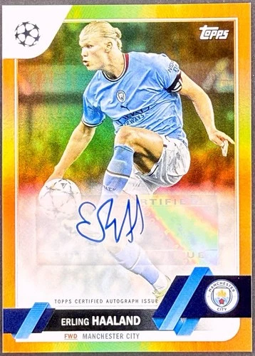 2022-23 Topps UEFA Club Competitions #A-EH Gold Auto - Erling Haaland 50/50