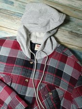 Wrangler Authentics Men's Flannel Jacket Large, Plaid, Quilted, Hooded