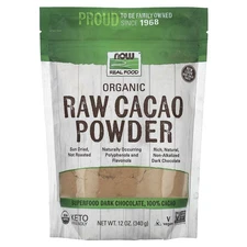 Now Foods Real Food Organic Raw Cacao Powder 12 oz 340 g Non-GMO, Organic, Raw,