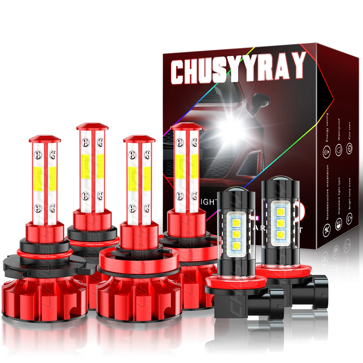 For Subaru WRX Sedan 4-Door 2015-2021 6000K White LED Headlight Fog Light Bulbs