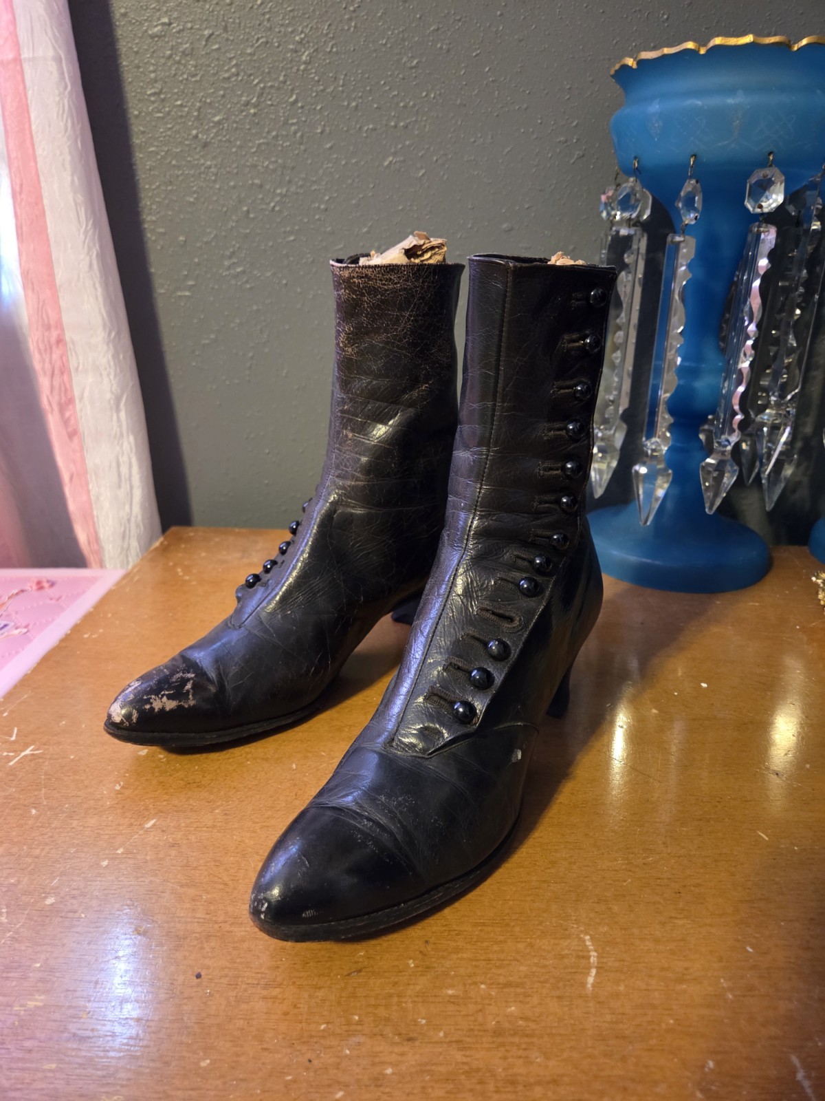Black Edwardian Leather Button Boots - image 2