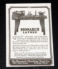1921 OLD MAGAZINE PRINT AD, MONARCH METAL LATHES, FOR ACCURACY IN OPERATION!