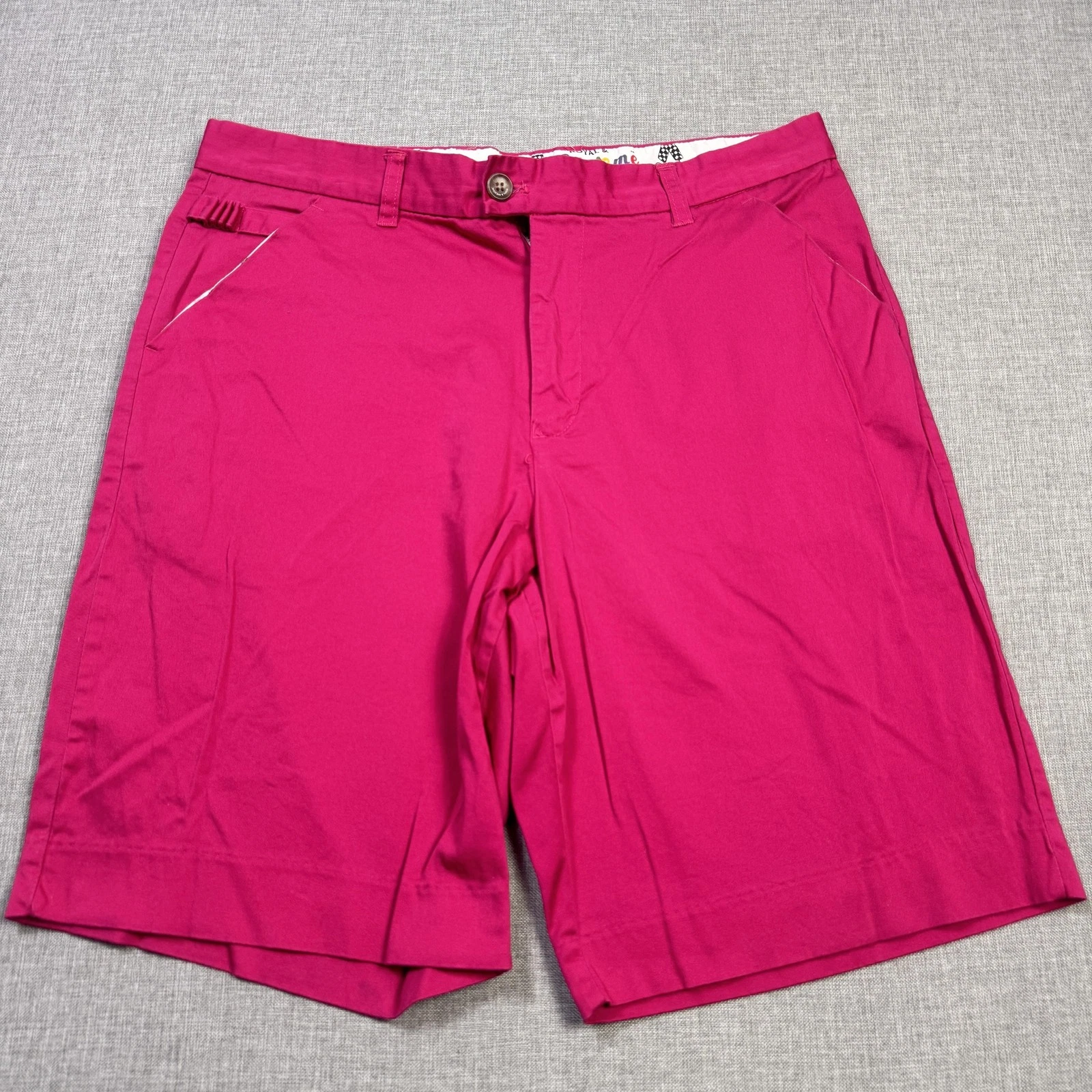 Royal & Awesome Golf Chino Shorts Mens 34 Pink Cotton Blend 10" Inseam