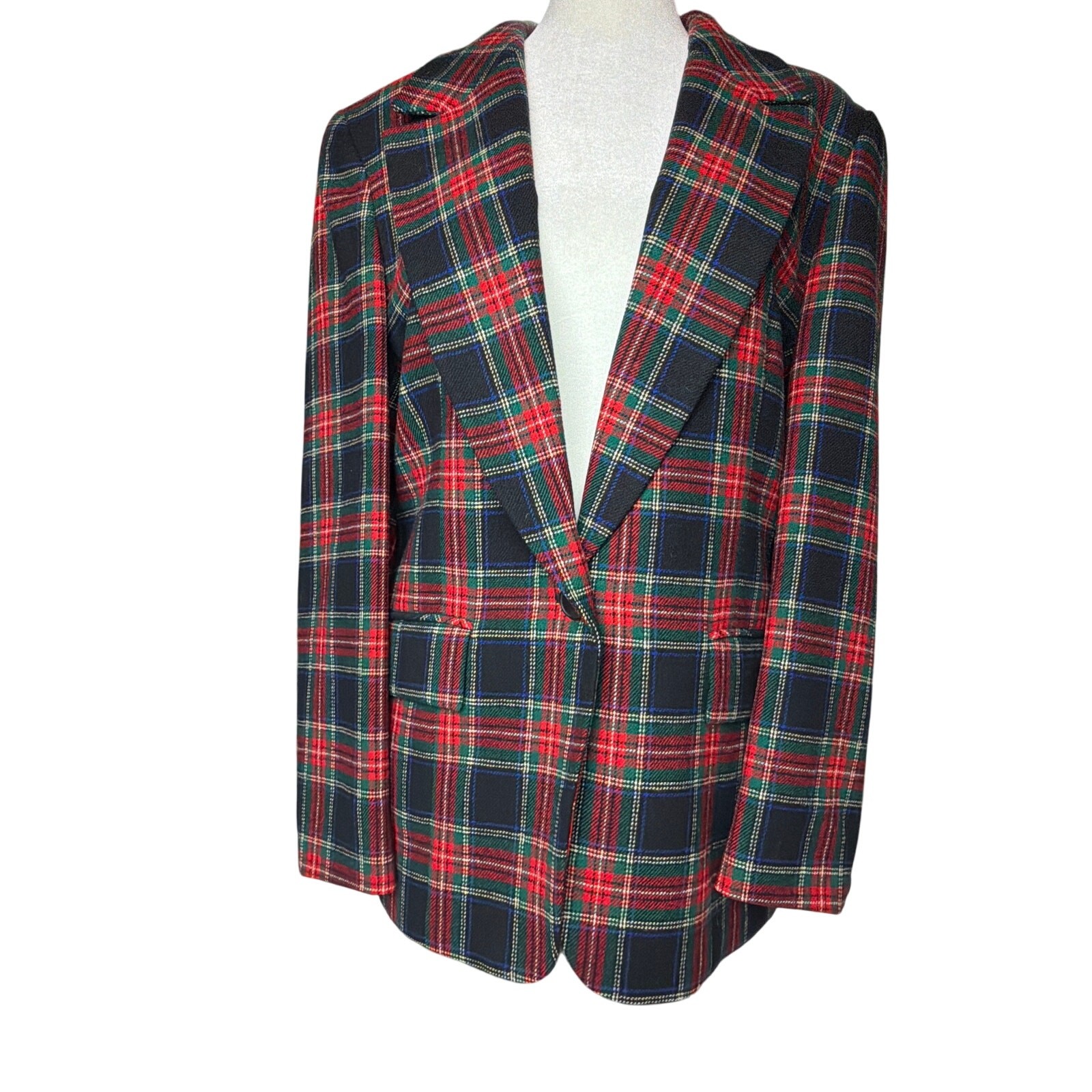 Pendleton Women's Holiday Blazer Sz 12 | 100% Virgin Wool Red Green Plaid VTG