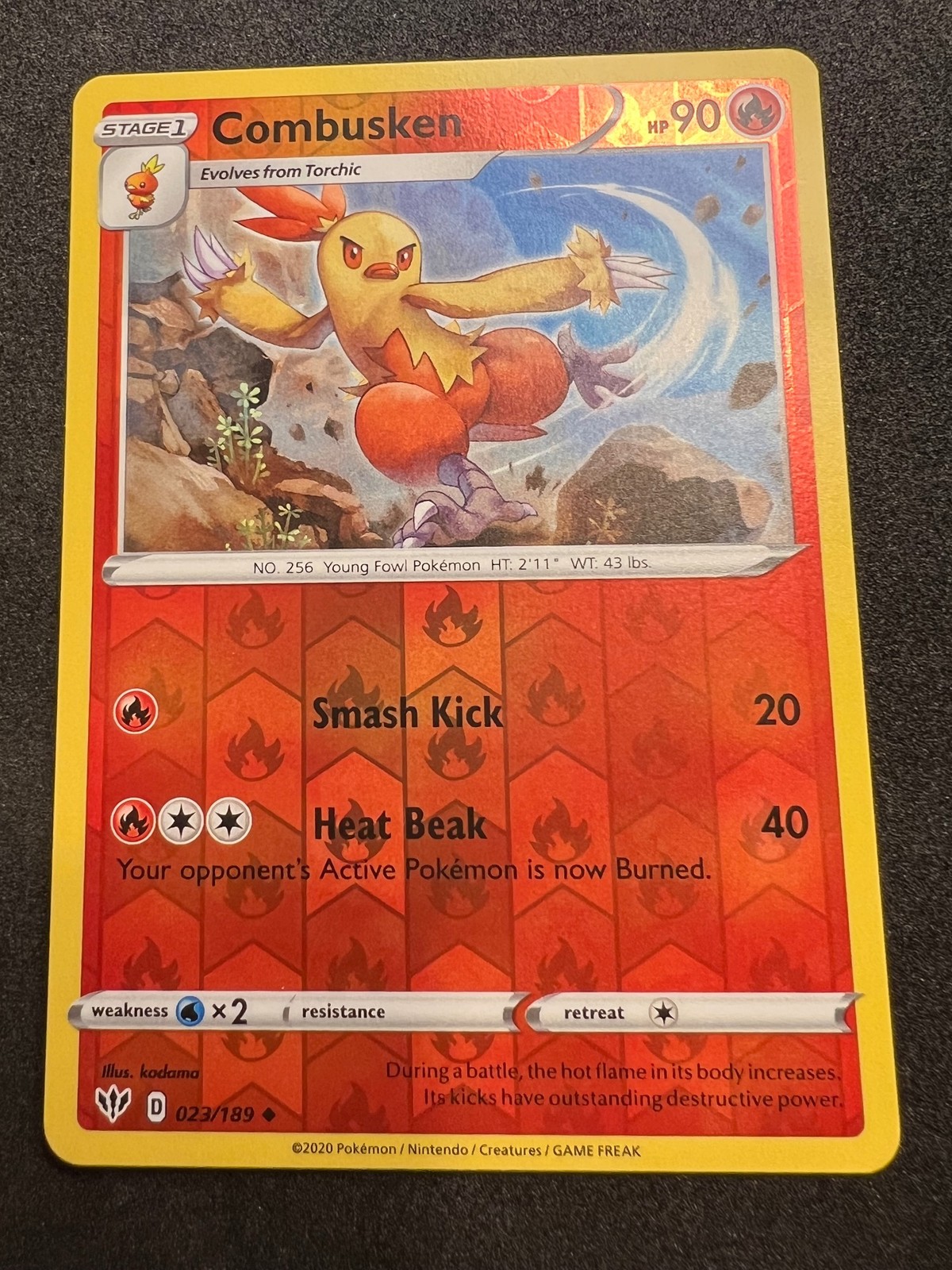 Combusken 23/189 Uncommon Darkness Ablaze Pokemon Reverse Holo 2020
