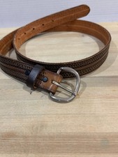 New 36" Brushy Creek Full Grain Tooled Leather Belt Brown - Made in USA