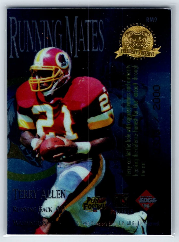 1996 Collectors Edge Presidents Reserve Frerotte Allen Running Mates #/2000 - Image 2 of 2