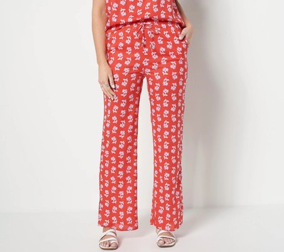 Candace Cameron Bure Wide Leg Pants With Side Slits Size 1XP Floral A488229