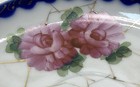 Porcelain Tea Cup Saucer White Floral Hand Painted Gold Trim Blue Edge — photo 4