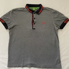 Hugo Boss Polo Shirt Men XL Slim Fit Long Staple Cotton Gray Red Active Casual