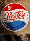 Vintage Ande Rooney Porcelain Advertising Circular Sign 5¢ Pepsi-Cola" 1991 8"