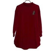 Secret Treasures Red Fleece Nightshirt One Size Puppy Dog Embroidery Long Sleeve