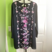 SALE - Xhilaration Navy Floral Long Sleeve Dress, size Medium
