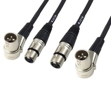 2 Pack Right-Angle XLR Male to XLR Female Balanced 3 PIN Microphone Cable