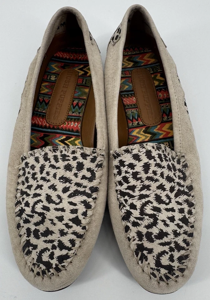 Mocasines de gamuza con estampado de leopardo Hush Puppies para mujer color crema talla 7,5 M Southwest Comfort Foto 4 de 4
