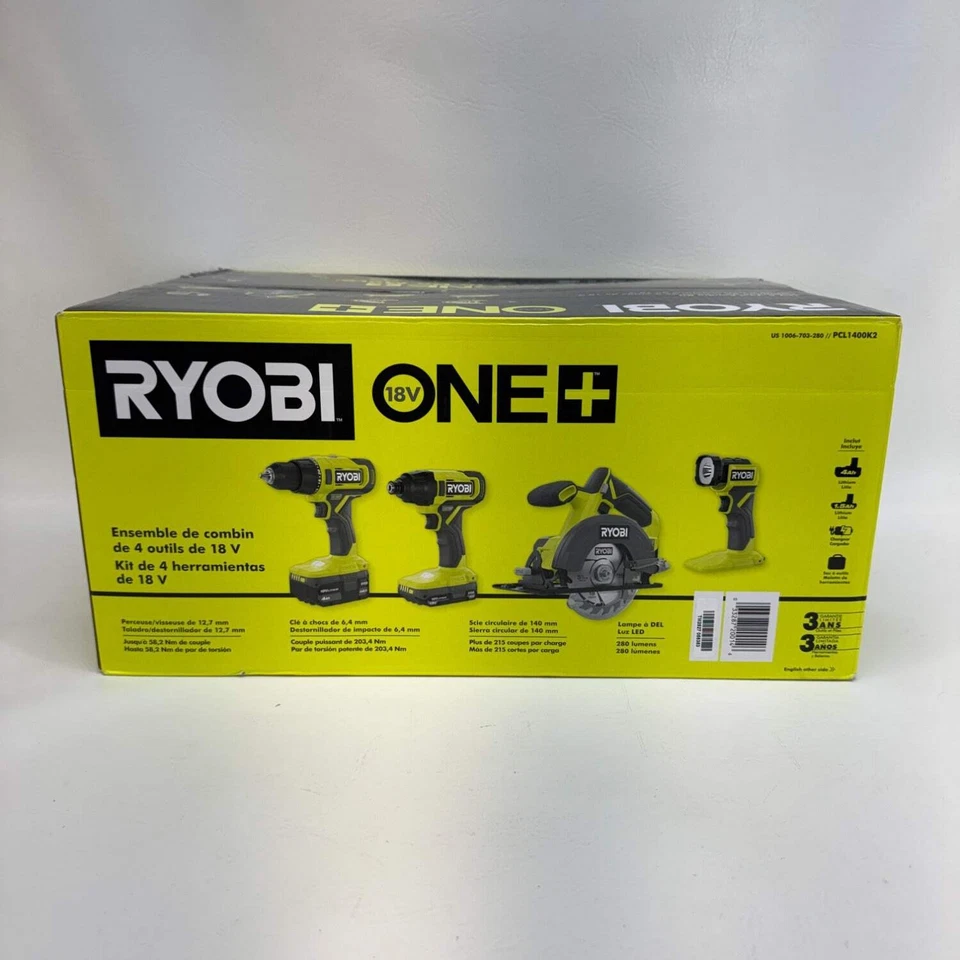 New Ryobi PCL1400K2 18V ONE+ 4-Tool Combo Kit - Image 4 of 4