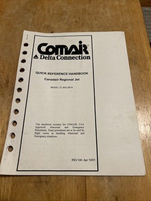 Comair Delta Quick Reference Handbook Canadair Regional Jet Model CL 600-2B19 