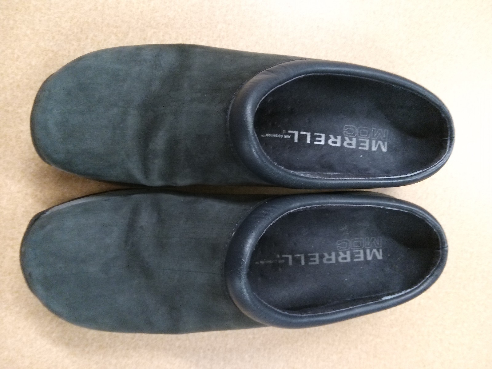 Comfort MERRELL nero grigio PELLE beige LOGO donna taglia 11 slide mules