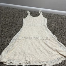 Altard State White Lace Babydoll Dress with Floral Embroidery Size Medium Boho