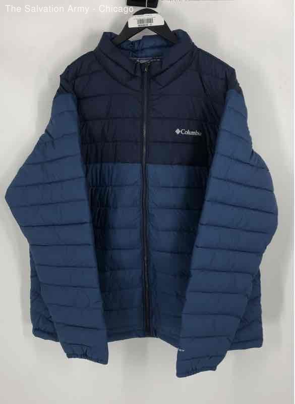 Columbia Mens Blue Long Sleeve Outdoor Full-Zip Puffer Jacket Size 2XL
