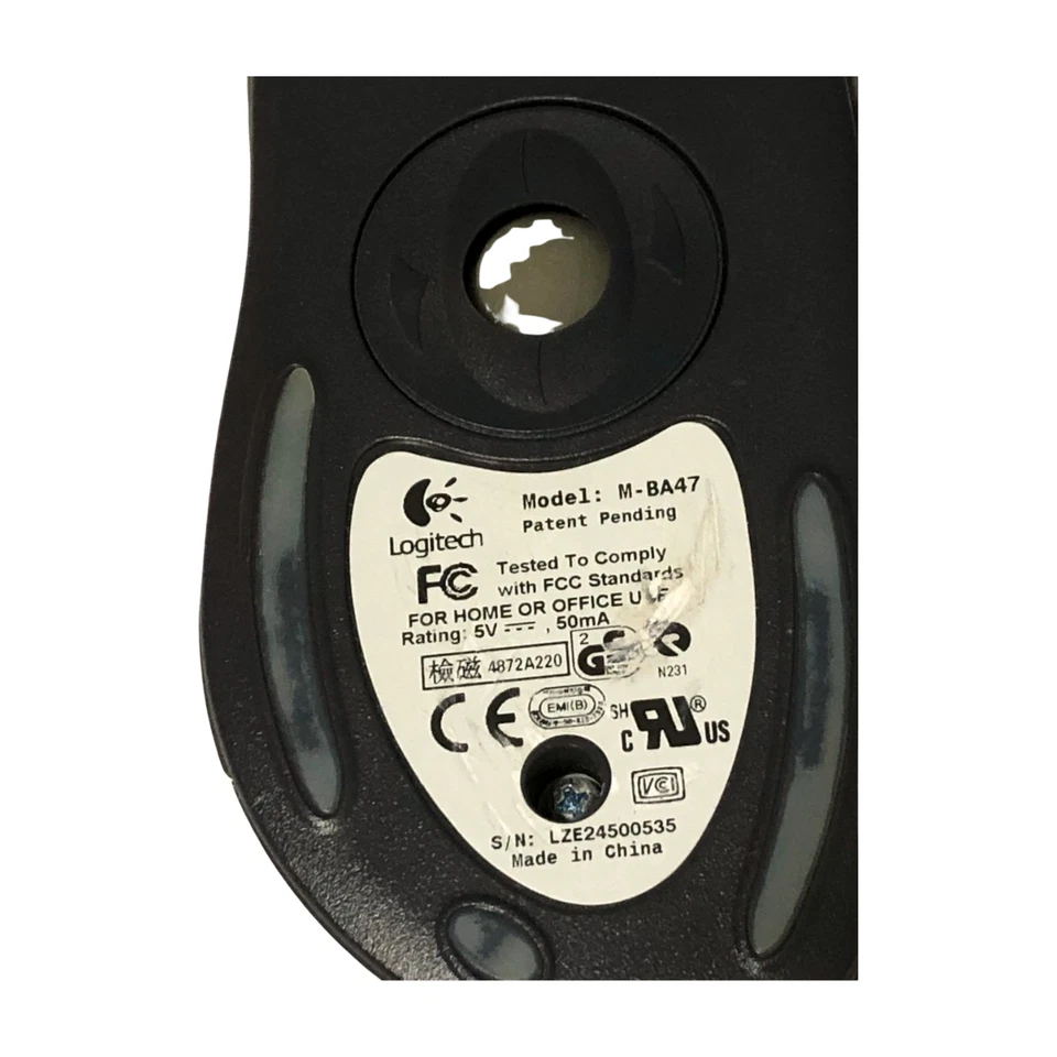 Dell Logitech M-BA47 Ergonomic Wired Scroll Wheel Black Mouse USB - Image 3 of 4