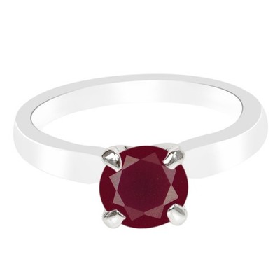 925 Silver 1.00 Cts. Round Shape Natural Red Ruby Women's Ring - Tariffs Free