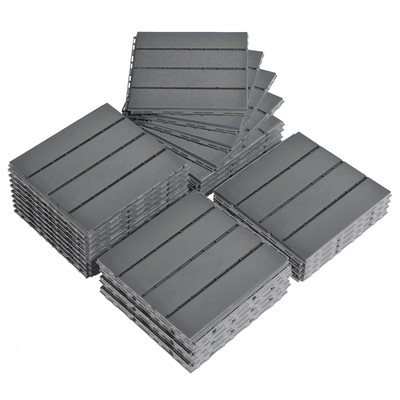 27Pcs Plastic Patio Deck Tiles 12'' x 12'' Interlocking Flooring Indoor & Outdoor