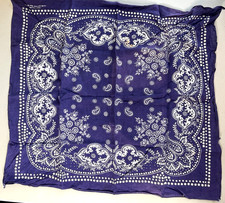 Vintage Bandana RN 15234 Blue Paisley Fast Color 100 Cotton Classic Rockabilly 