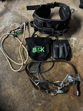 Buckingham Lineman Belt Safety Harness Set with Lanyard and Tool Pouch