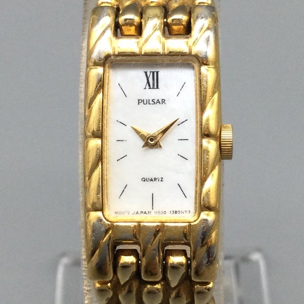 Pulsar Womens Watch 13mm White Dial Gold Tone Bracelet V220-6060