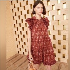 Ulla Johnson Dress Adela Mini Ruffle Sleeve in Amaranthus