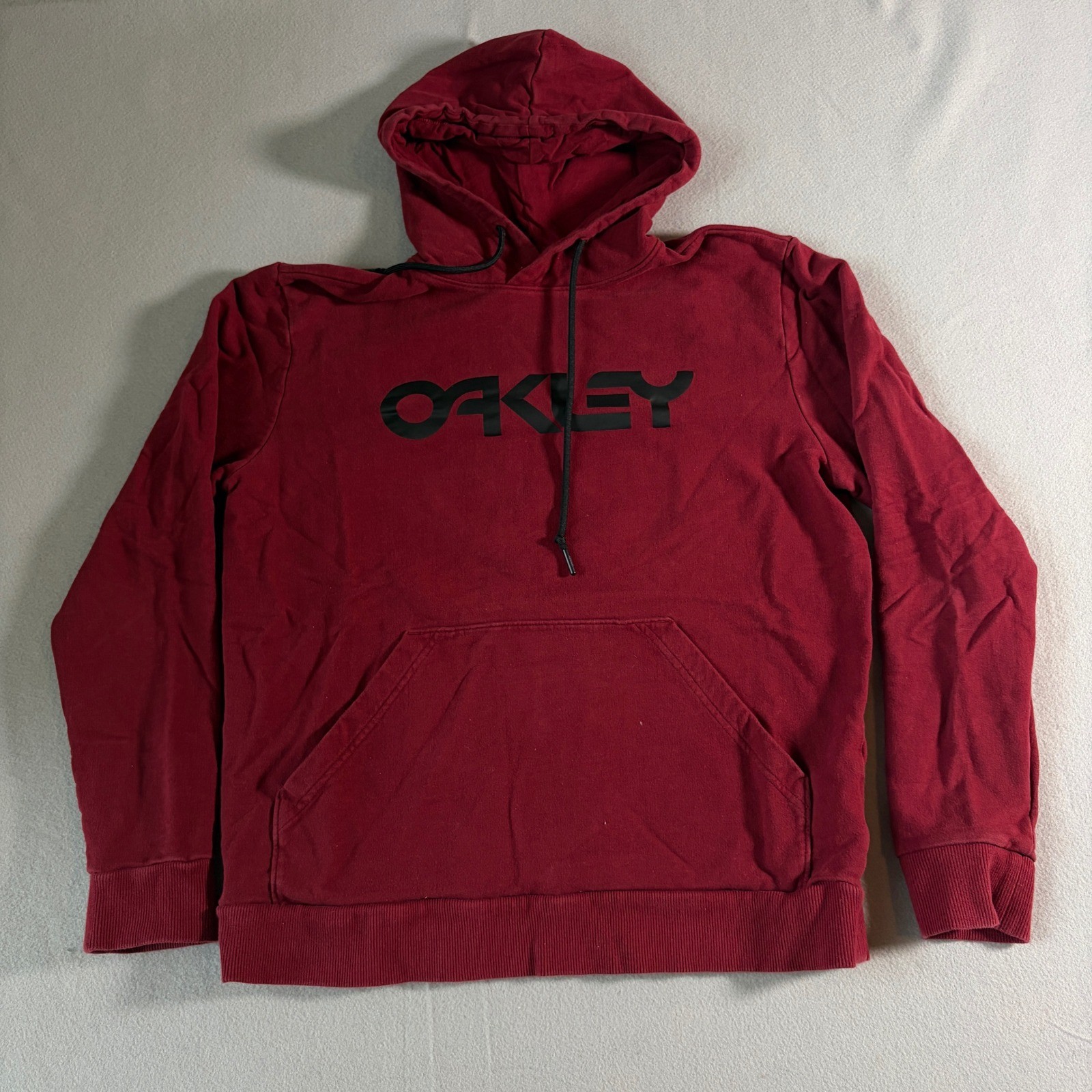 Oakley Mens Logo Pullover Hoodie Red Burgundy Small Regular Fit