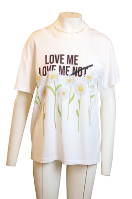 Red Valentino Damen T-Shirt Weiß Gänseblümchen Print Love Me Neu Gr. S