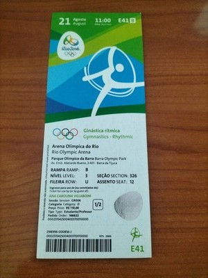Used Ticket Olympic Games 2016 Rio Olympia E41 Gymnastic Rhythmic Gold Russia 1